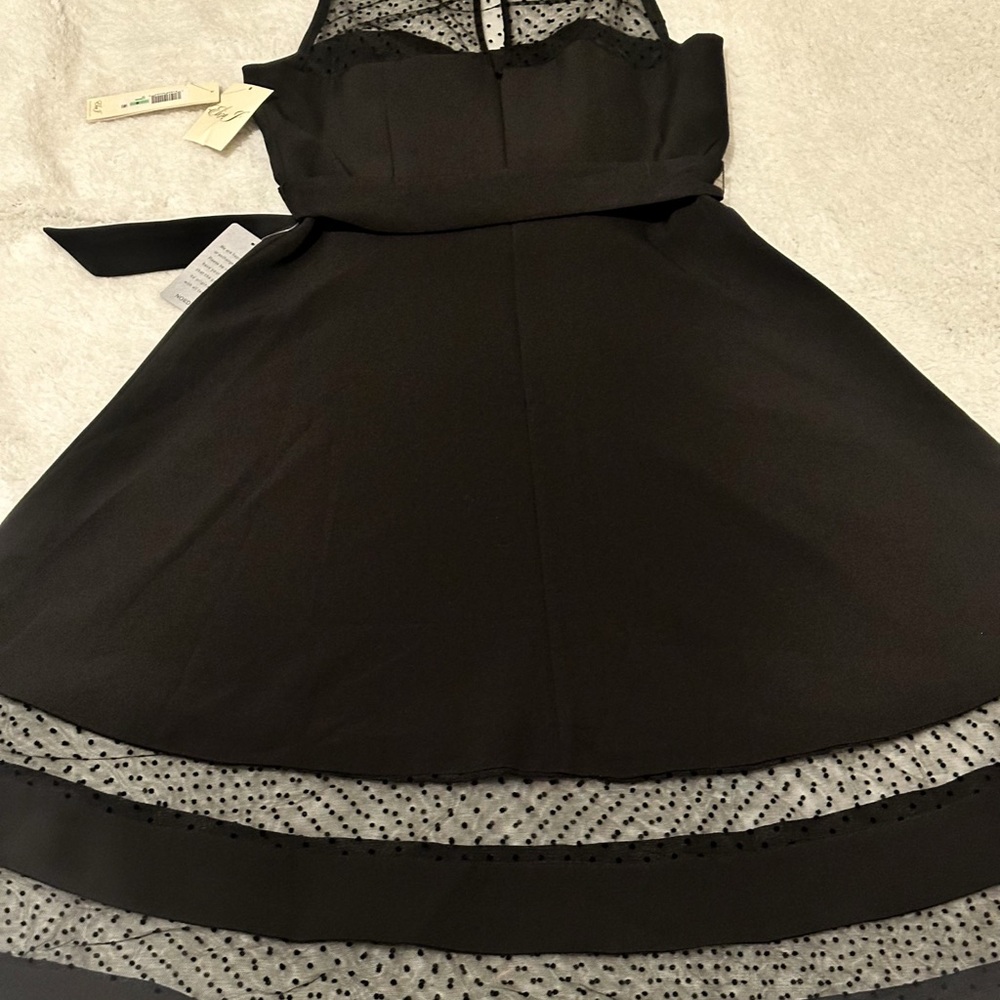 Eliza J Black Fit and Flare Mini Dress Spaghetti Strap